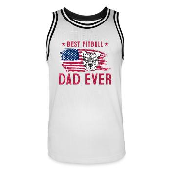 Best pitbull dad ever - Men's Basketball Jersey - white/black - Front - AI Model Male 185 dark (185cm)