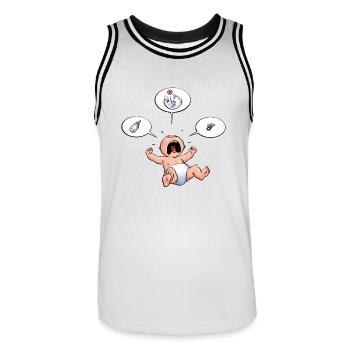 CD - Baby Kreisch Flasche Windel Schnuller Essen - - Männer Basketball-Trikot - Weiß/Schwarz - Vorne - AI Model Male 185 dark (185cm)