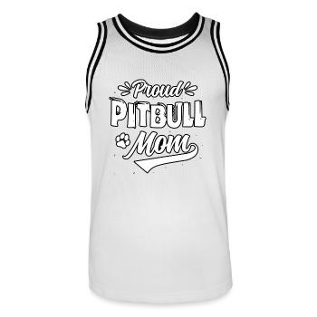 Proud Pitbull Mom - Männer Basketball-Trikot - Weiß/Schwarz - Vorne - AI Model Male 185 dark (185cm)