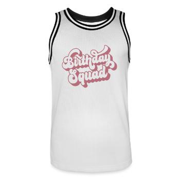 Birthday Squad Matching Group Birthday Party Gift - Men's Basketball Jersey - white/black - Front - AI Model Male 185 dark (185cm)