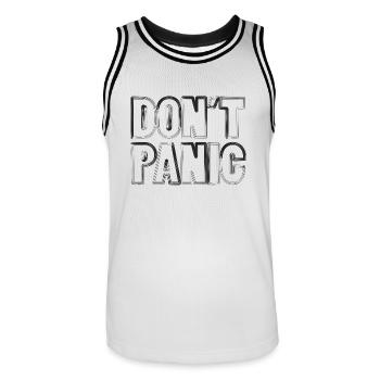 Don't Panic - Men's Basketball Jersey - white/black - Front - AI Model Male 185 dark (185cm)