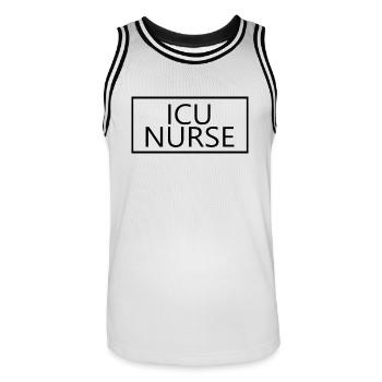 ICU Nurse Proud Graduated Nursing Student Gift - Men's Basketball Jersey - white/black - Front - AI Model Male 185 dark (185cm)