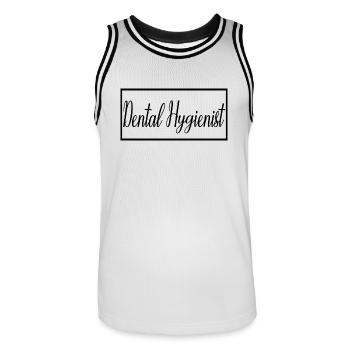 Zahnarzthelfer-stolzes graduiertes Zahnarzt-Geschenk - Männer Basketball-Trikot - Weiß/Schwarz - Vorne - AI Model Male 185 dark (185cm)