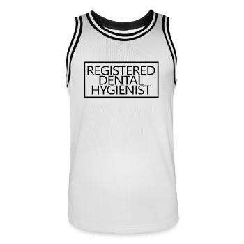 Hygiéniste dentaire enregistrée fière étudiante RDH - Maillot de basket Homme - blanc/noir - Devant - AI Model Male 185 dark (185cm)