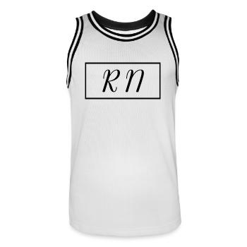 RN or Registered Nurse Proud Graduated Nursing - Men's Basketball Jersey - white/black - Front - AI Model Male 185 dark (185cm)