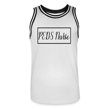 Une infirmière PEDS fière d’être étudiante diplômée en sciences infirmières - Maillot de basket Homme - blanc/noir - Devant - AI Model Male 185 dark (185cm)