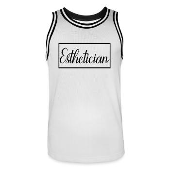 Cadeau d'esthéticienne diplômée fière d'esthéticienne - Maillot de basket Homme - blanc/noir - Devant - AI Model Male 185 dark (185cm)