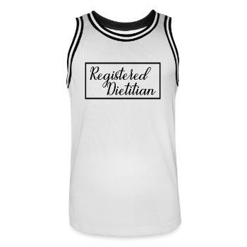 Registered Dietitian Proud Graduated Nutritionist - Men's Basketball Jersey - white/black - Front - AI Model Male 185 dark (185cm)