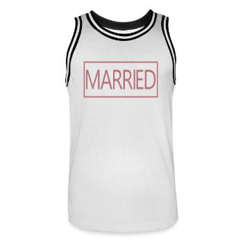 Verheiratetes passendes Paar Männer & Frauen Hochzeitstag - Männer Basketball-Trikot - Weiß/Schwarz - Vorne - AI Model Male 185 dark (185cm)