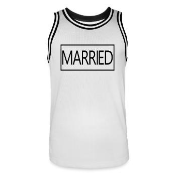 Verheiratetes passendes Paar Männer & Frauen Hochzeitstag - Männer Basketball-Trikot - Weiß/Schwarz - Vorne - AI Model Male 185 dark (185cm)