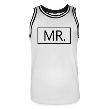 Mr. Matching Couple Engagement Wedding Honeymoon - Men's Basketball Jersey - white/black - Front - AI Model Male 185 dark (185cm)