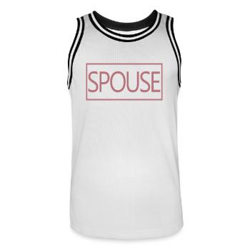 Spouse Matching Couple Men & Women Wedding Day - Men's Basketball Jersey - white/black - Front - AI Model Male 185 dark (185cm)