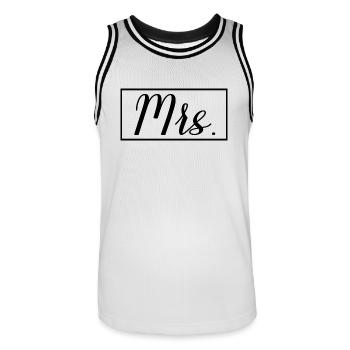 Mrs. Matching Couple Engagement Wedding Honeymoon - Men's Basketball Jersey - white/black - Front - AI Model Male 185 dark (185cm)