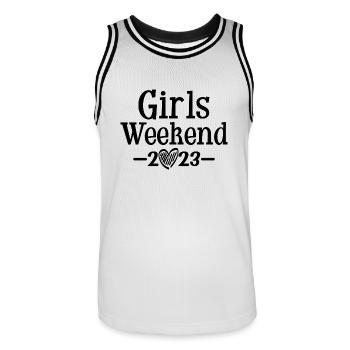 Girls Weekend 2023 Cute Girls Party Trip Vacation - Men's Basketball Jersey - white/black - Front - AI Model Male 185 dark (185cm)