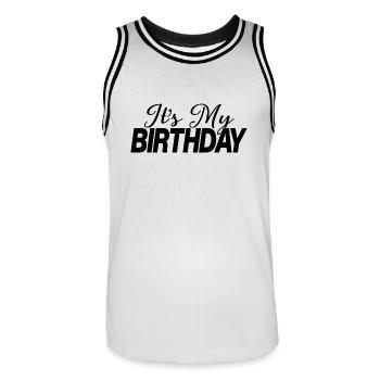 C’est mon anniversaire Cool Birthday Party Gift & Outfit - Maillot de basket Homme - blanc/noir - Devant - AI Model Male 185 dark (185cm)