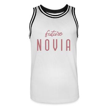 Future Novia Engagement Bridal Shower Wedding - Men's Basketball Jersey - white/black - Front - AI Model Male 185 dark (185cm)