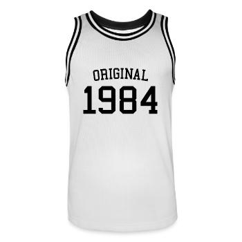 Original 1984 40e anniversaire hommes femmes 40 ans - Maillot de basket Homme - blanc/noir - Devant - AI Model Male 185 dark (185cm)