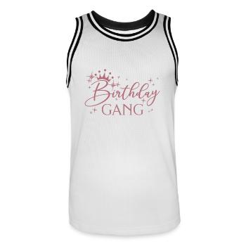Anniversaire Gang Matching Groupe Fête d’Anniversaire Cadeau - Maillot de basket Homme - blanc/noir - Devant - AI Model Male 185 dark (185cm)
