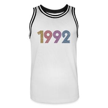 Cool Retro 1992, 30 Jahre alt, Geschenk zum 30. Geburtstag - Männer Basketball-Trikot - Weiß/Schwarz - Vorne - AI Model Male 185 dark (185cm)