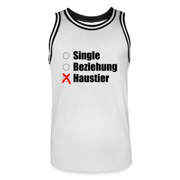 Single / Beziehung / Haustier - Männer Basketball-Trikot - Weiß/Schwarz - Vorne - AI Model Male 185 dark (185cm)