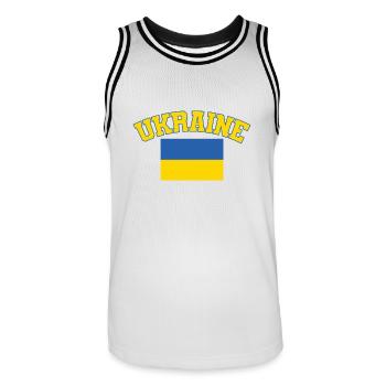 Ukraine Flag, Ukraine - Men's Basketball Jersey - white/black - Front - AI Model Male 185 dark (185cm)
