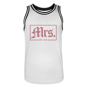 Mrs. Est. 2023 Verlobung Brautparty Hochzeit - Männer Basketball-Trikot - Weiß/Schwarz - Vorne - AI Model Male 185 dark (185cm)