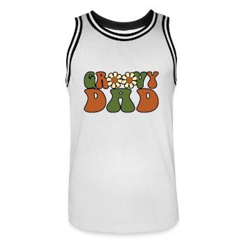Retro Groovy Dad Matching Family Baby Shower - Men's Basketball Jersey - white/black - Front - AI Model Male 185 dark (185cm)