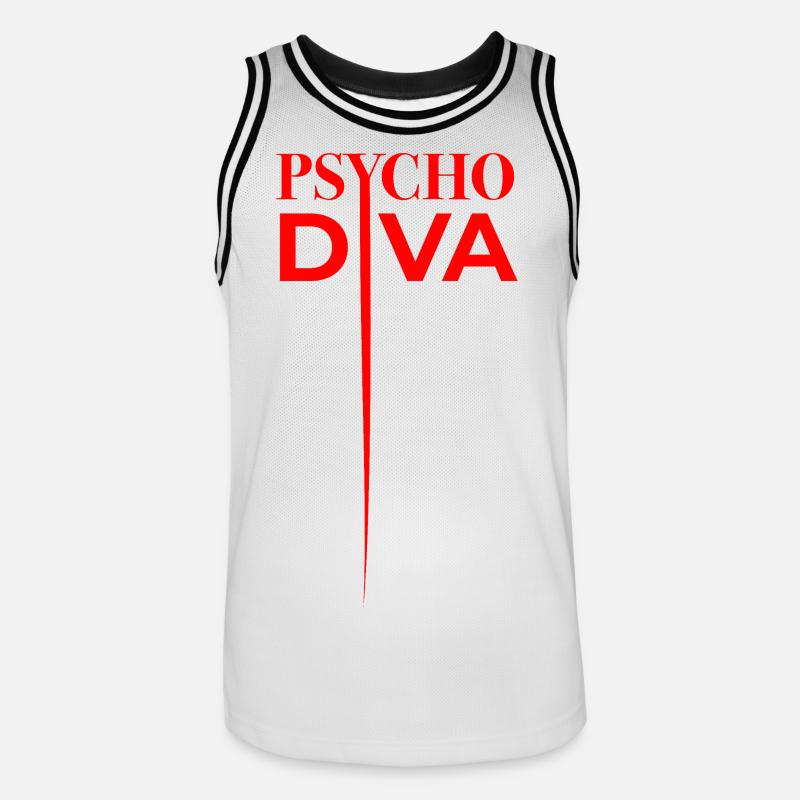 Diva Psycho – Sarcasme Sort Rouge - Maillot de basket Homme - blanc/noir