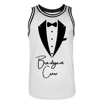 Équipe de mariés de la fête de garçon - Maillot de basket Homme - blanc/noir - Devant - AI Model Male 185 dark (185cm)