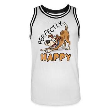 Jack Russell Perfect Happy Dog Design - Männer Basketball-Trikot - Weiß/Schwarz - Vorne - AI Model Male 185 dark (185cm)