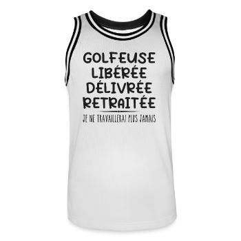 Golfer feiert Ruhestand mit Humor Geschenk - Männer Basketball-Trikot - Weiß/Schwarz - Vorne - AI Model Male 185 dark (185cm)