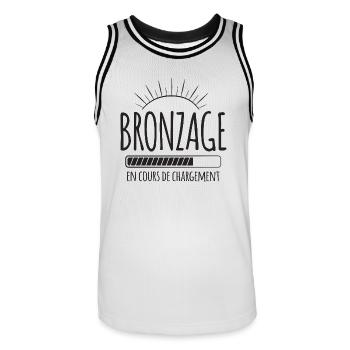Tan Loading, Summer, Vacation, French - Men's Basketball Jersey - white/black - Front - AI Model Male 185 dark (185cm)