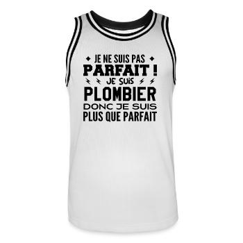 Un Plombier plus que parfaite, métier de rêve - Maillot de basket Homme - blanc/noir - Devant - AI Model Male 185 dark (185cm)