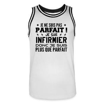 Un Infirmier plus que parfaite, métier de rêve - Maillot de basket Homme - blanc/noir - Devant - AI Model Male 185 dark (185cm)
