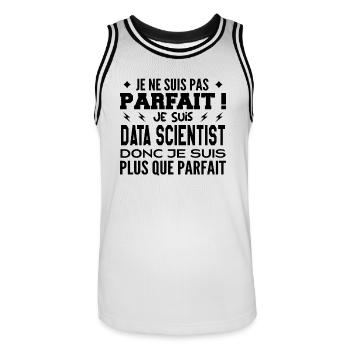Data Scientist plus que parfaite, métier de rêve - Maillot de basket Homme - blanc/noir - Devant - AI Model Male 185 dark (185cm)