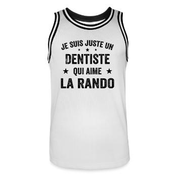 Fier d’être Dentiste et Passionné de Randonnée - Maillot de basket Homme - blanc/noir - Devant - AI Model Male 185 dark (185cm)