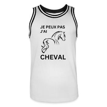 Je Peux Pas J'Ai Poney Cheval - Maillot de basket Homme - blanc/noir - Devant - AI Model Male 185 dark (185cm)
