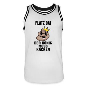 Kacke König - Männer Basketball-Trikot - Weiß/Schwarz - Vorne - AI Model Male 185 dark (185cm)