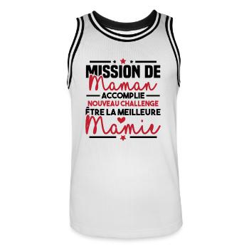 Mission maman accomplie - future meilleure mamie - Maillot de basket Homme - blanc/noir - Devant - AI Model Male 185 dark (185cm)
