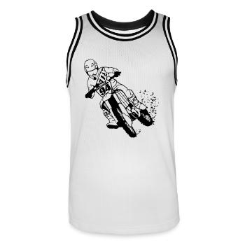 Moto Cross - Männer Basketball-Trikot - Weiß/Schwarz - Vorne - AI Model Male 185 dark (185cm)