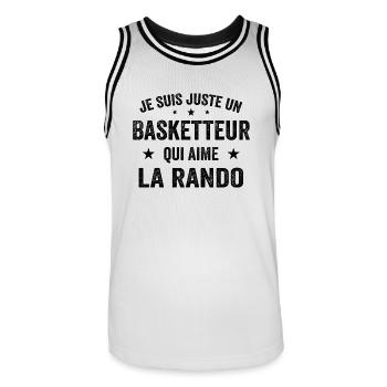 Fier d’être Basketteur et Passionné de Randonnée - Maillot de basket Homme - blanc/noir - Devant - AI Model Male 185 dark (185cm)