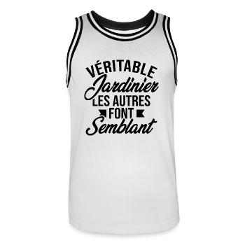 Véritable jardinier les autres font semblant - Maillot de basket Homme - blanc/noir - Devant - AI Model Male 185 dark (185cm)