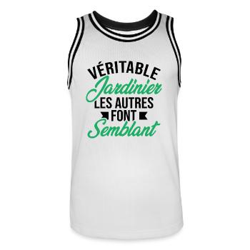 Véritable jardinier les autres font semblant - Maillot de basket Homme - blanc/noir - Devant - AI Model Male 185 dark (185cm)