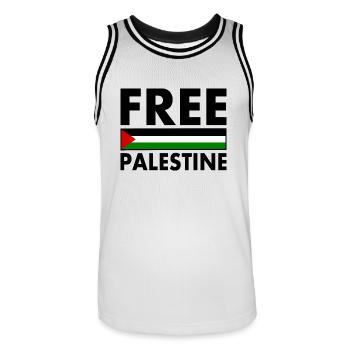 Free palestine - Men's Basketball Jersey - white/black - Front - AI Model Male 185 dark (185cm)