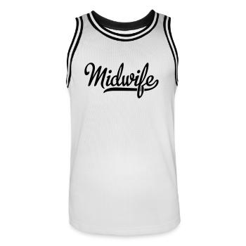 Sage-femme - Maillot de basket Homme - blanc/noir - Devant - AI Model Male 185 dark (185cm)