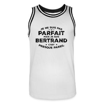 Bertrand Un Prénom, Une Attitude L’Humour Bertrand - Maillot de basket Homme - blanc/noir - Devant - AI Model Male 185 dark (185cm)