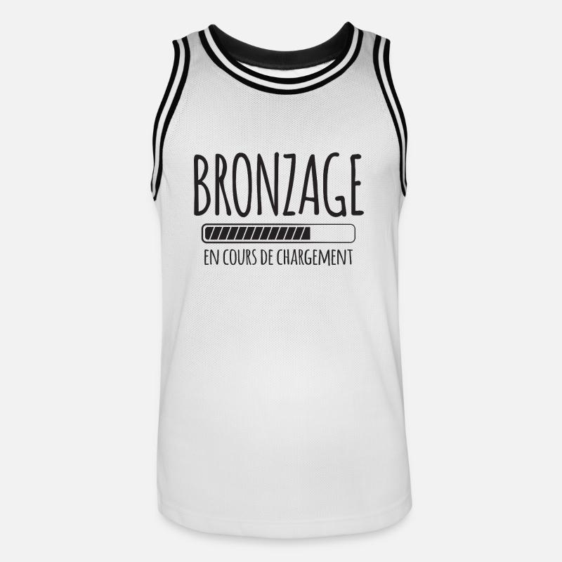 Tan Loading, Été, Vacances, Français - Maillot de basket Homme - blanc/noir
