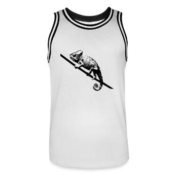 Chamäleon - Männer Basketball-Trikot - Weiß/Schwarz - Vorne - AI Model Male 185 dark (185cm)