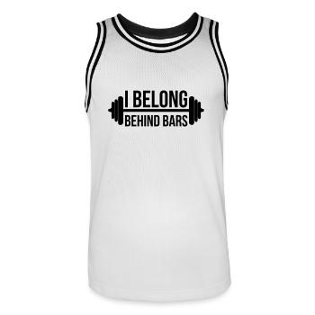 Fitness - Men's Basketball Jersey - white/black - Front - AI Model Male 185 dark (185cm)