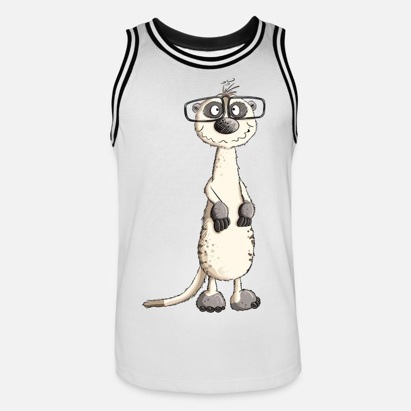 Lustiges Nerdmännchen Erdmännchen I Nerd - Männer Basketball-Trikot - Weiß/Schwarz